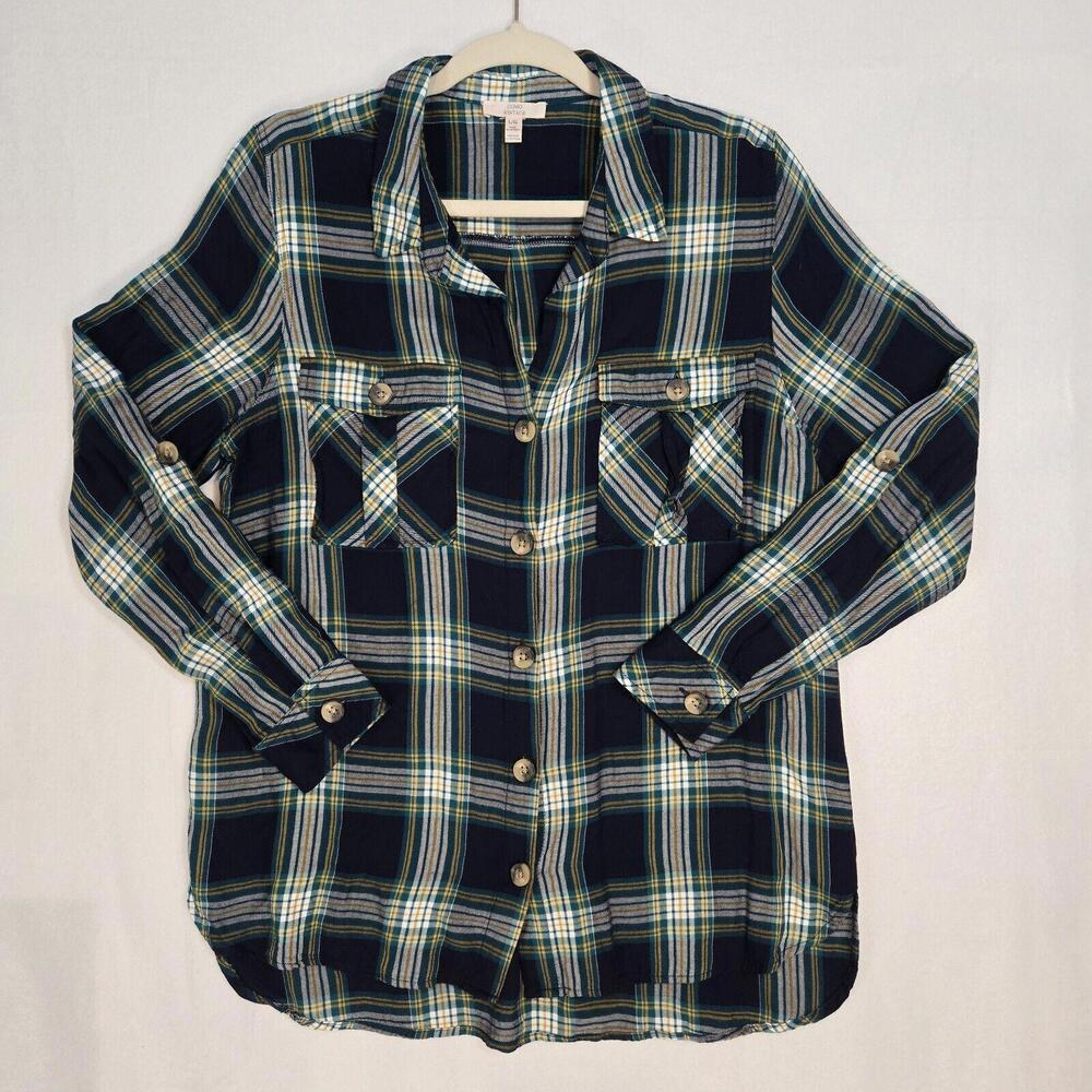 Como Vintage Womens plaid button up L long sleeve